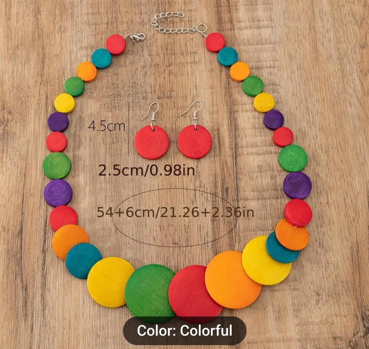 Wooden Plate Boho Style Necklace and Earring Set in Berlin