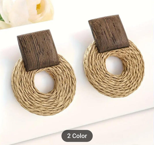 Bohemian Rattan Earrings Round Drop Dangle Earrings in Berlin