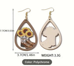 Rustic Wooden Sunflower Dangle Earrings in Germany Namma Markt
