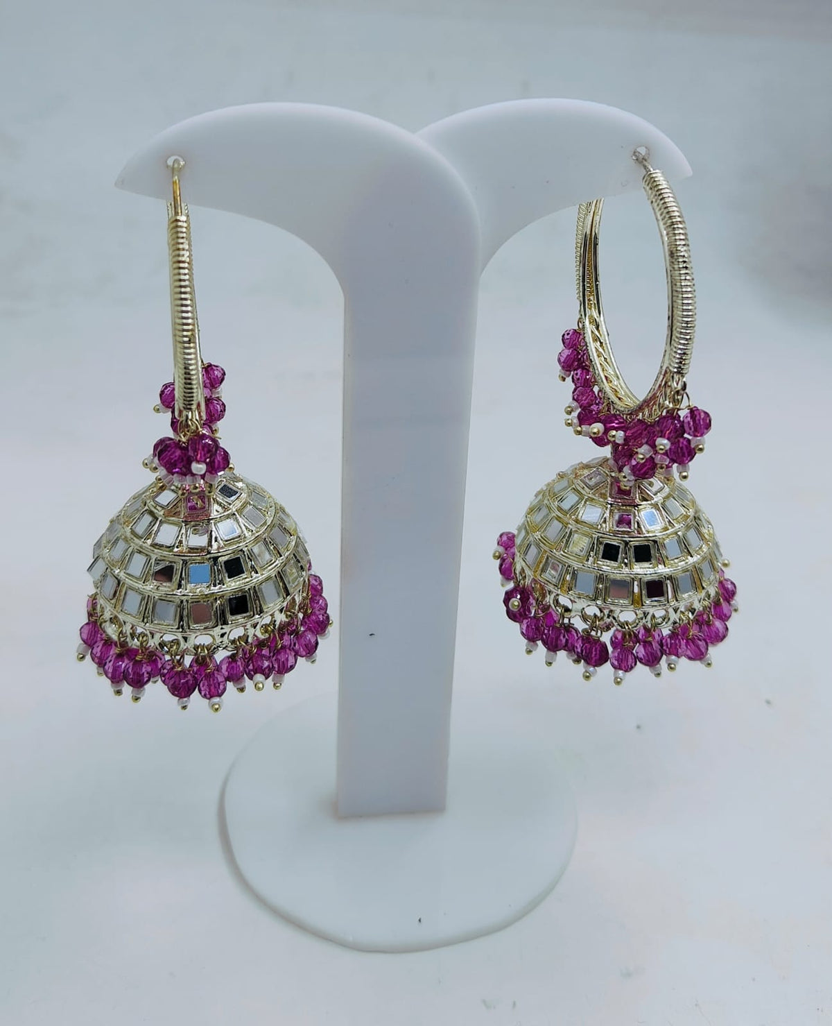 Beaded Textured Round Shaped Jhumkas Earrings for Women in Germany
