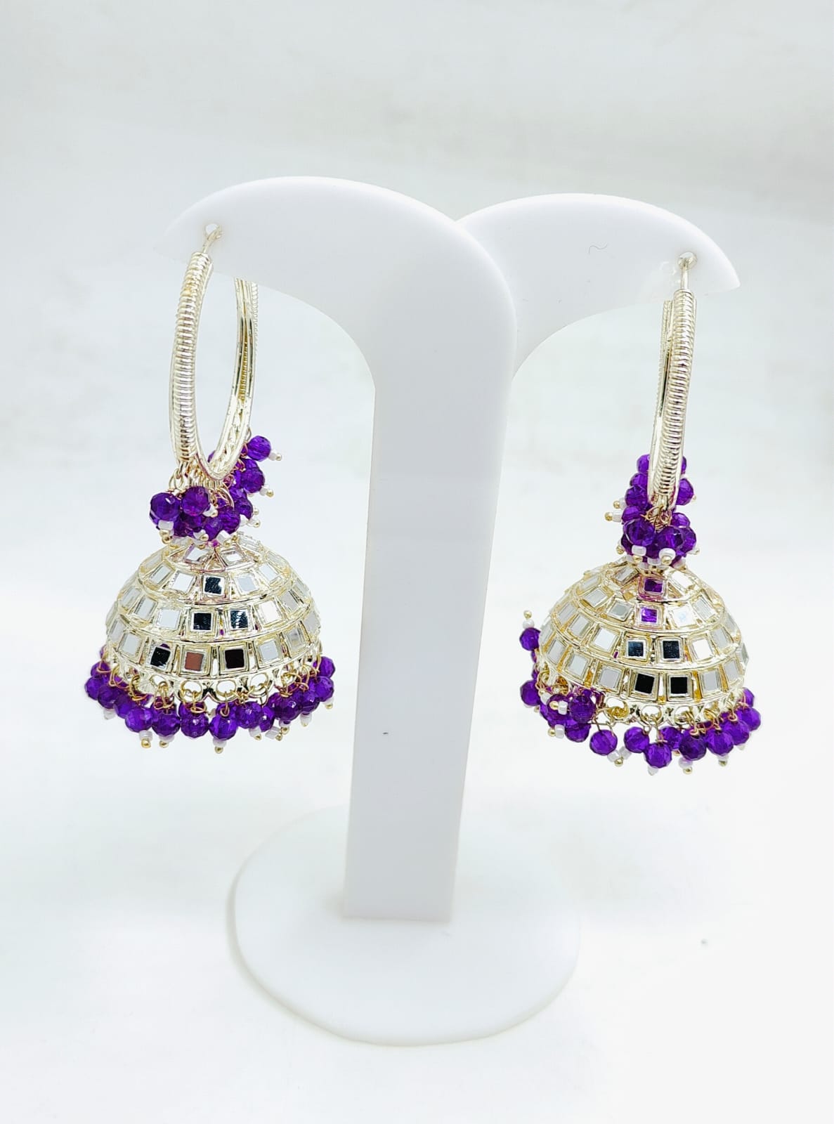 Beaded Textured Round Shaped Jhumkas Earrings for Women in Germany