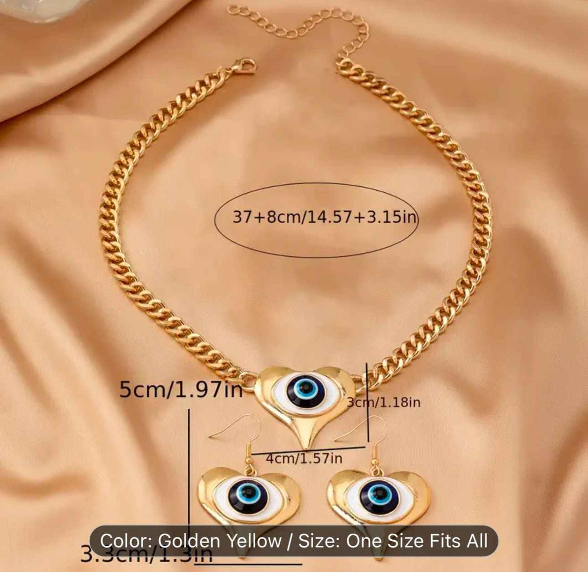 Evil Eye Pendant Necklace & Earrings Set in Germany
