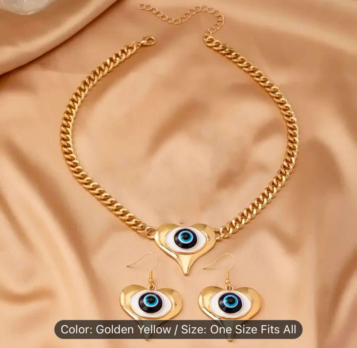 Evil Eye Pendant Necklace & Earrings Set in Germany