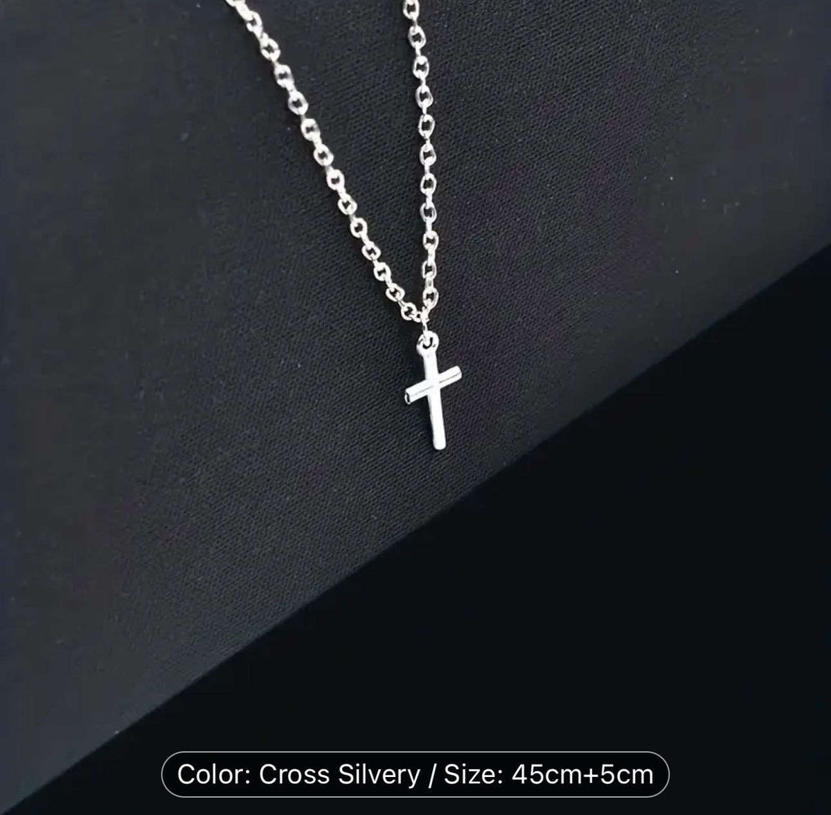 Sterling Silver Plated Plain Cross Chain Pendant