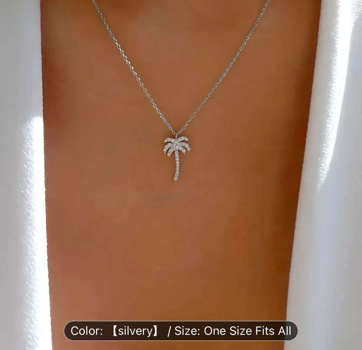 Palm Tree Pendant Necklace Silver plated in Germany