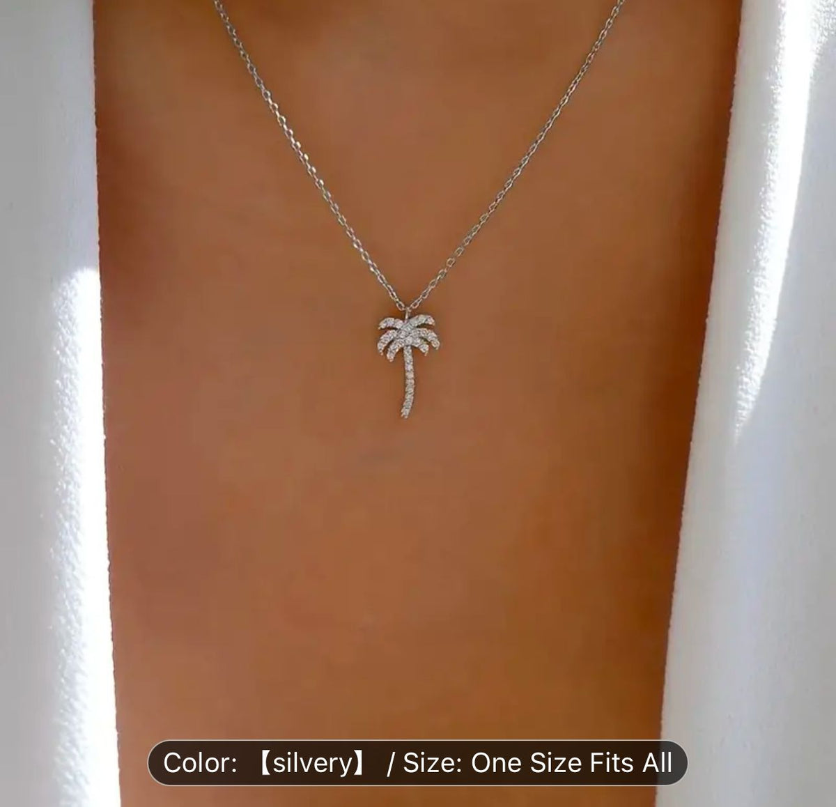 Palm Tree Pendant Necklace Silver plated in Germany