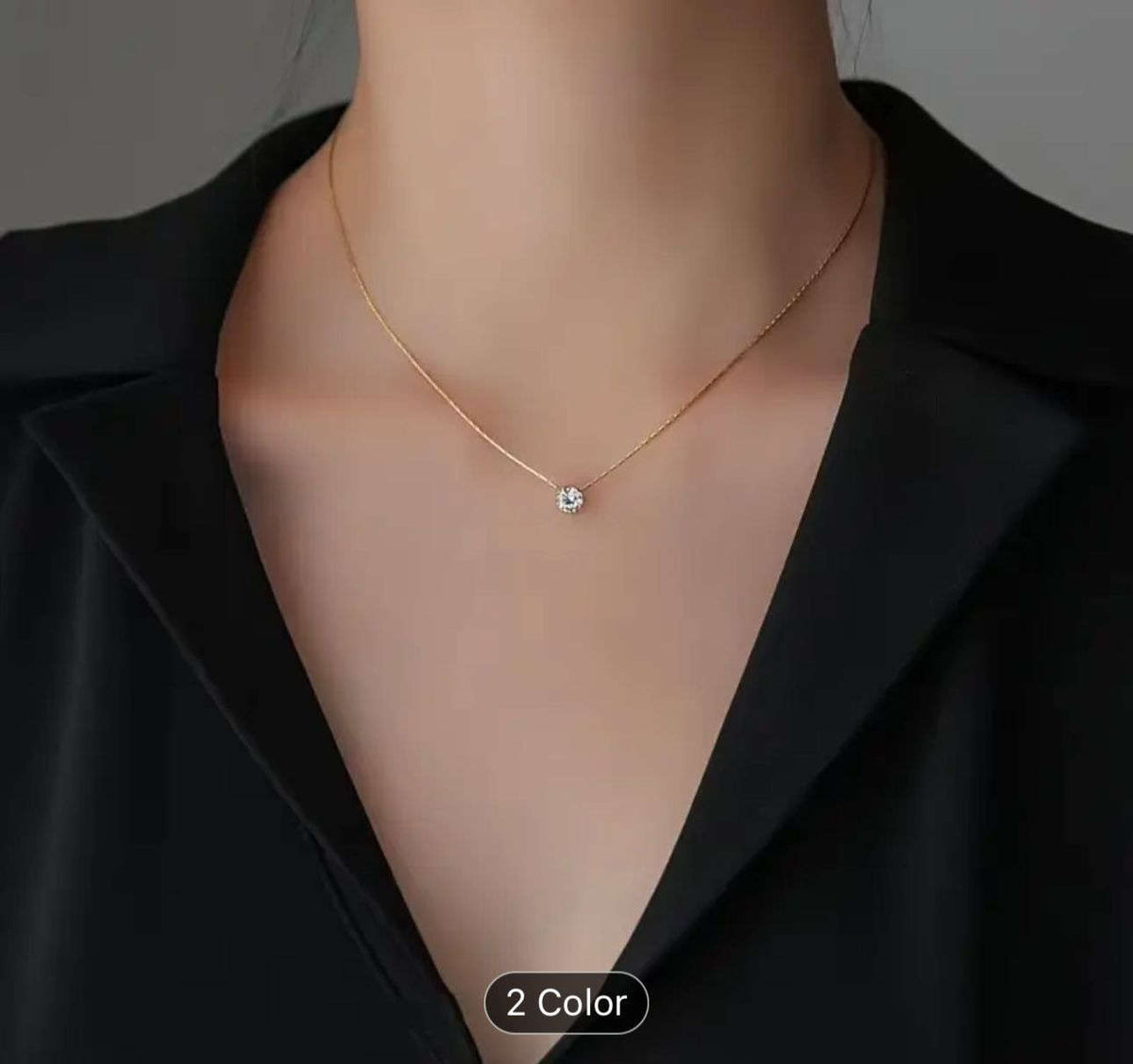 Gold Plated Single Diamond Pendant Charm Necklace in Germany