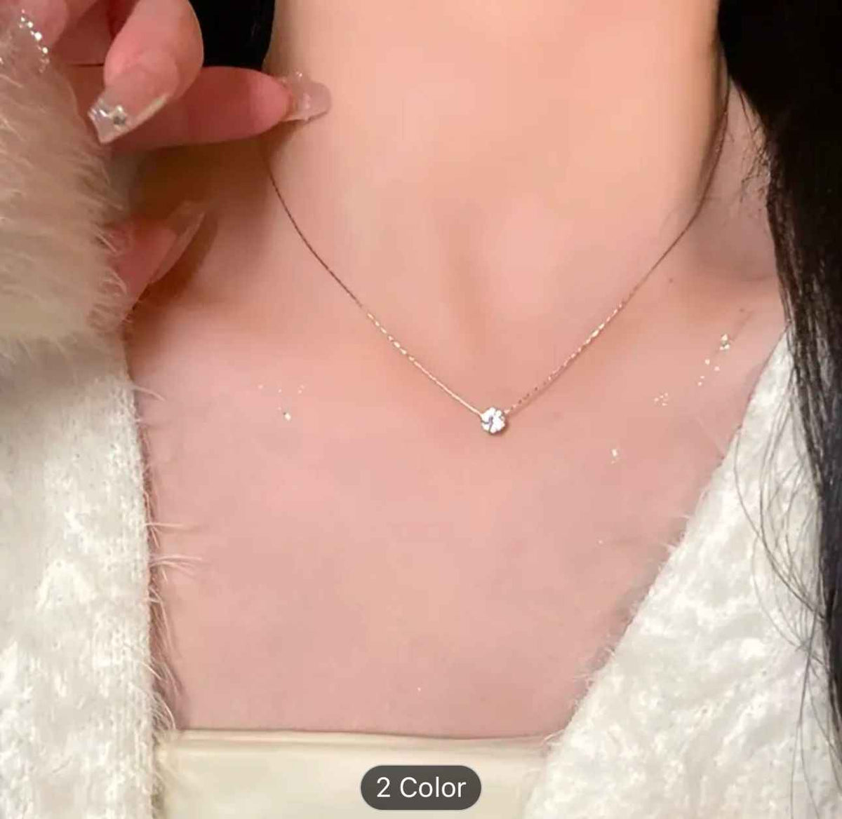 Gold Plated Single Diamond Pendant Charm Necklace in Berlin