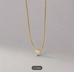 Gold Plated Single Diamond Pendant Charm Necklace in Berlin