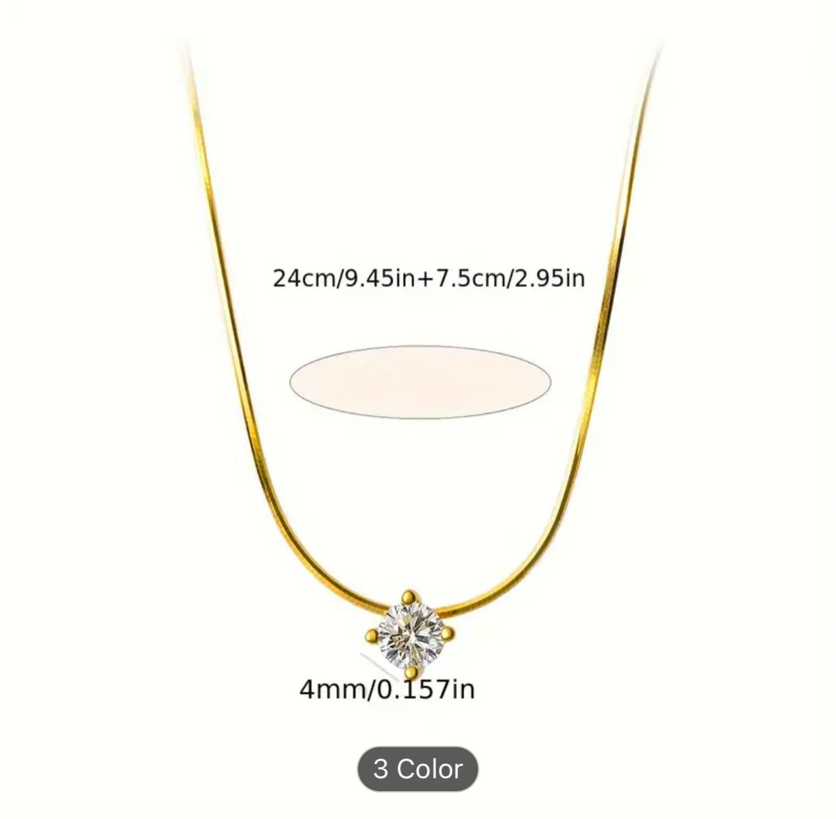 Gold Plated Single Diamond Pendant Charm Necklace in Berlin