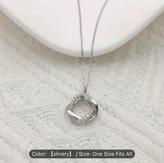 Boho Twisted Circle Necklace Crystal Circle Pendant Necklace