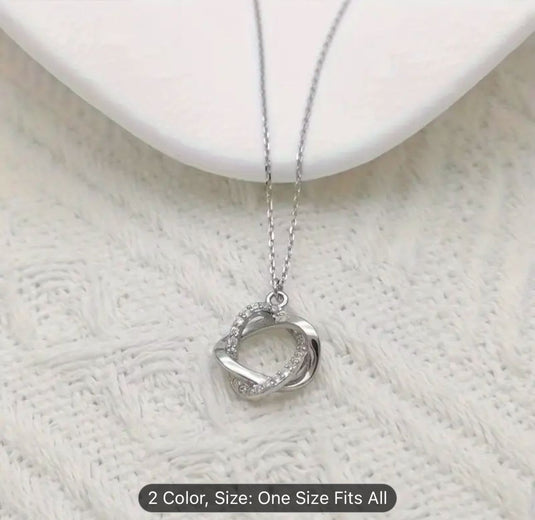 Boho Twisted Circle Necklace Crystal Circle Pendant Necklace
