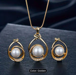 Three-dimensional Spiral Water Drop Faux Pearl Necklace Earrings Jewelry Set in Germany