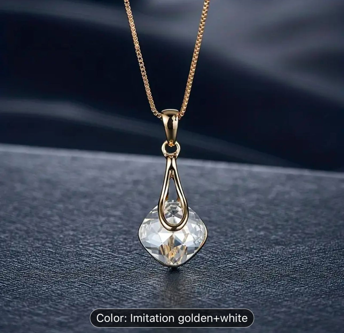 Water Drop Pendant Square Rhinestone Ear Stud Earrings Necklace in Berlin