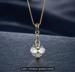 Water Drop Pendant Square Rhinestone Ear Stud Earrings Necklace in Berlin