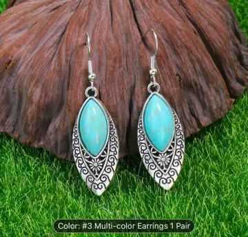 Turquoise Necklace Earrings Set Bohemian Pendant Costume Necklace in Berlin