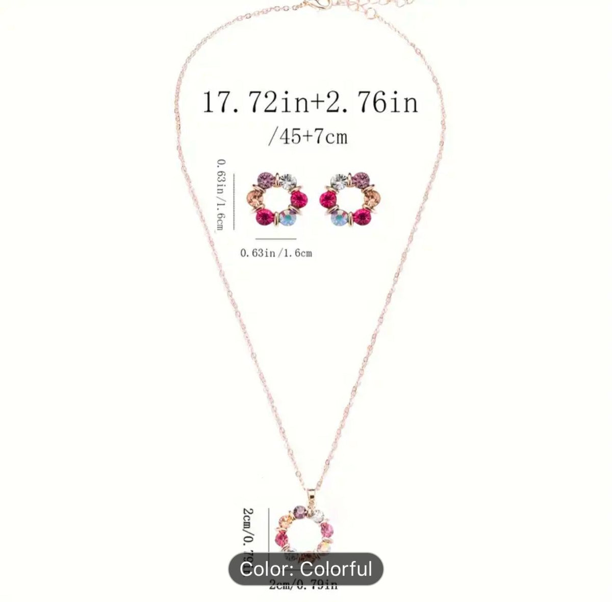 Women's Gold Plated Jewelry Set with Colorful Rhinestones & Hollow Circle Design in Germany