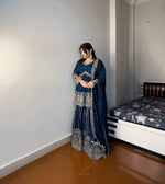 Georgette Embroidered Sharara Suit in Munich