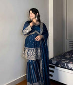 Georgette Embroidered Sharara Suit in Munich