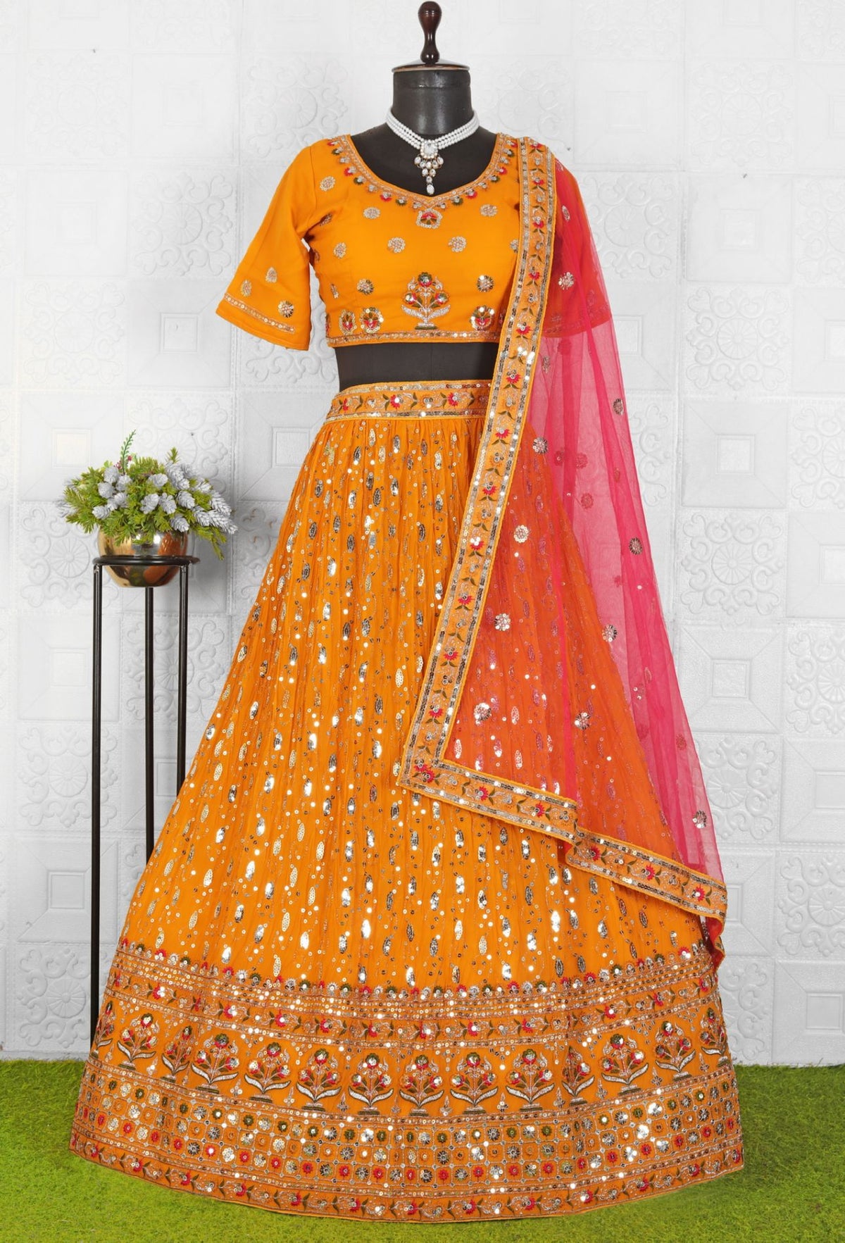 Embellished Gotta Patti Lehenga Choli Set with Dupatta in Germany