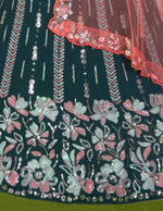 Embroidered Dark Green Silk Flared Style Lehenga in Germany