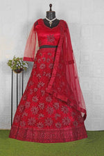 Red Net Embroidered Lehenga Choli in Germany