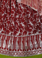 MAROON COLOR PURE VISCOSE JACQUARD LEHENGA CHOLI in Germany