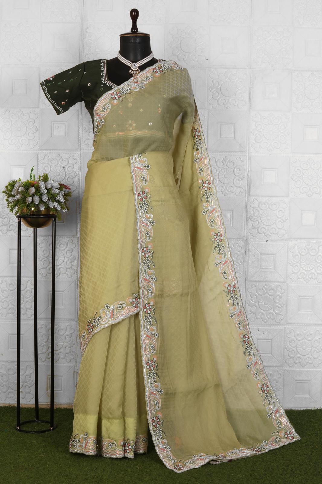 organza Embroidered Saree in Germany