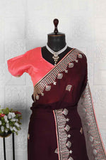 Beautiful organza saree with stitched blouse in Munich
