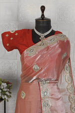 Peach Embroidery Work Saree for women in Germany
