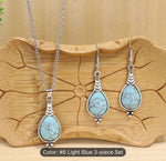 Bohemian Vacation Style Ancient Silvery Water Drop Shape Earrings in Germany