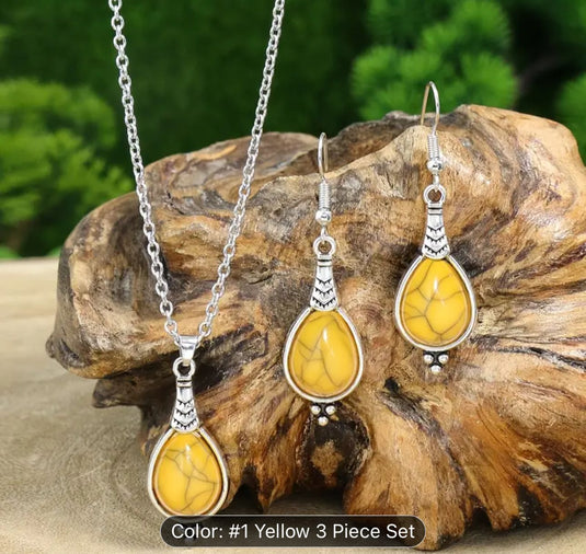 Bohemian Vacation Style Ancient Silvery Water Drop Shape Earrings in Munich