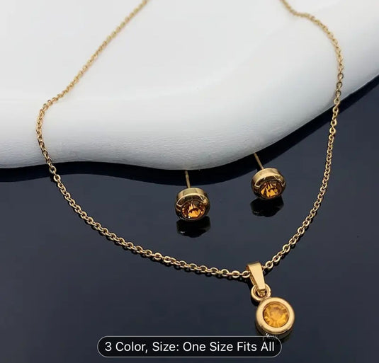 Gold Plated Stainless Steel Necklace And Earrings Set in Berlin