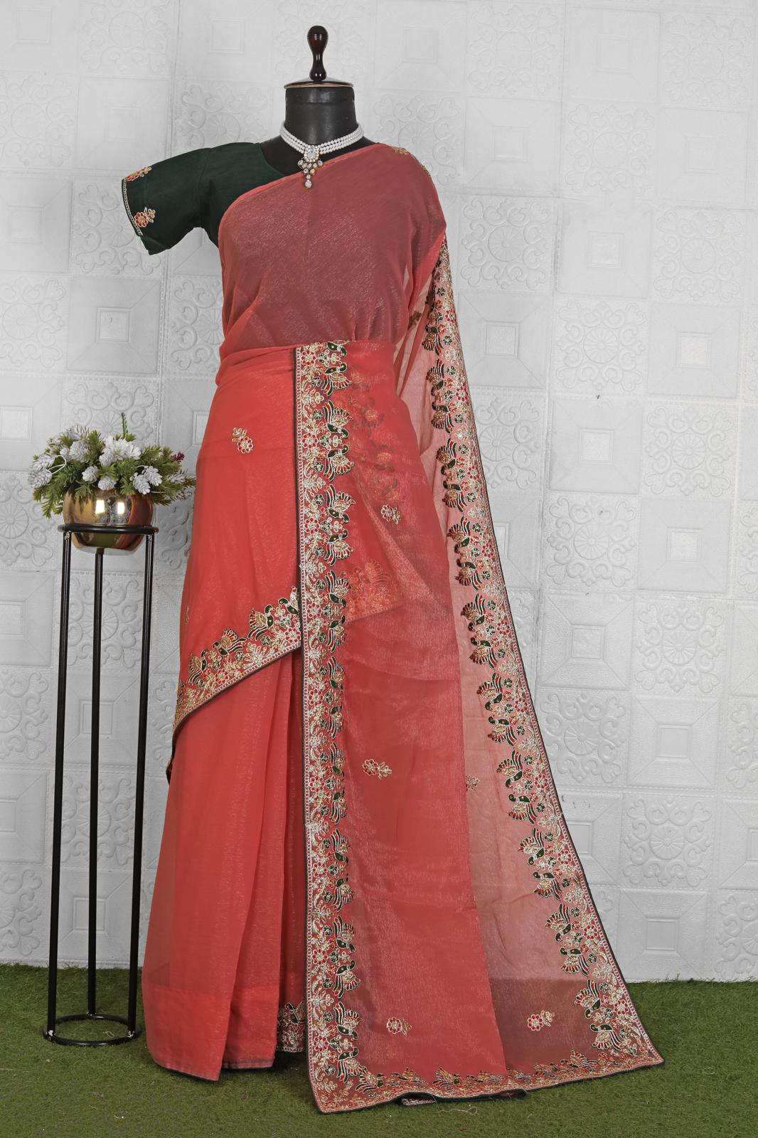Chiffon Beautiful Embroided Saree in Germany