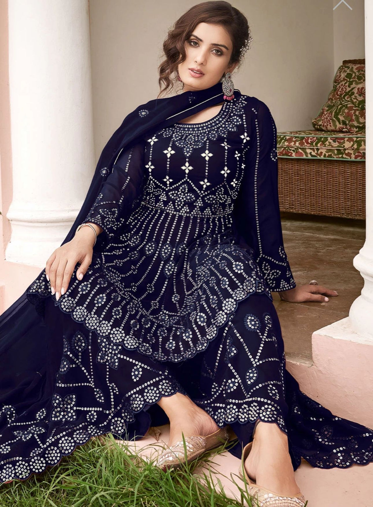 Sequins Embroidered Georgette Sharara Suit in Germany