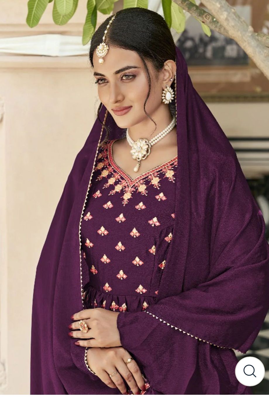 Chinnon with heavy Embroidery Suit Set In Germany