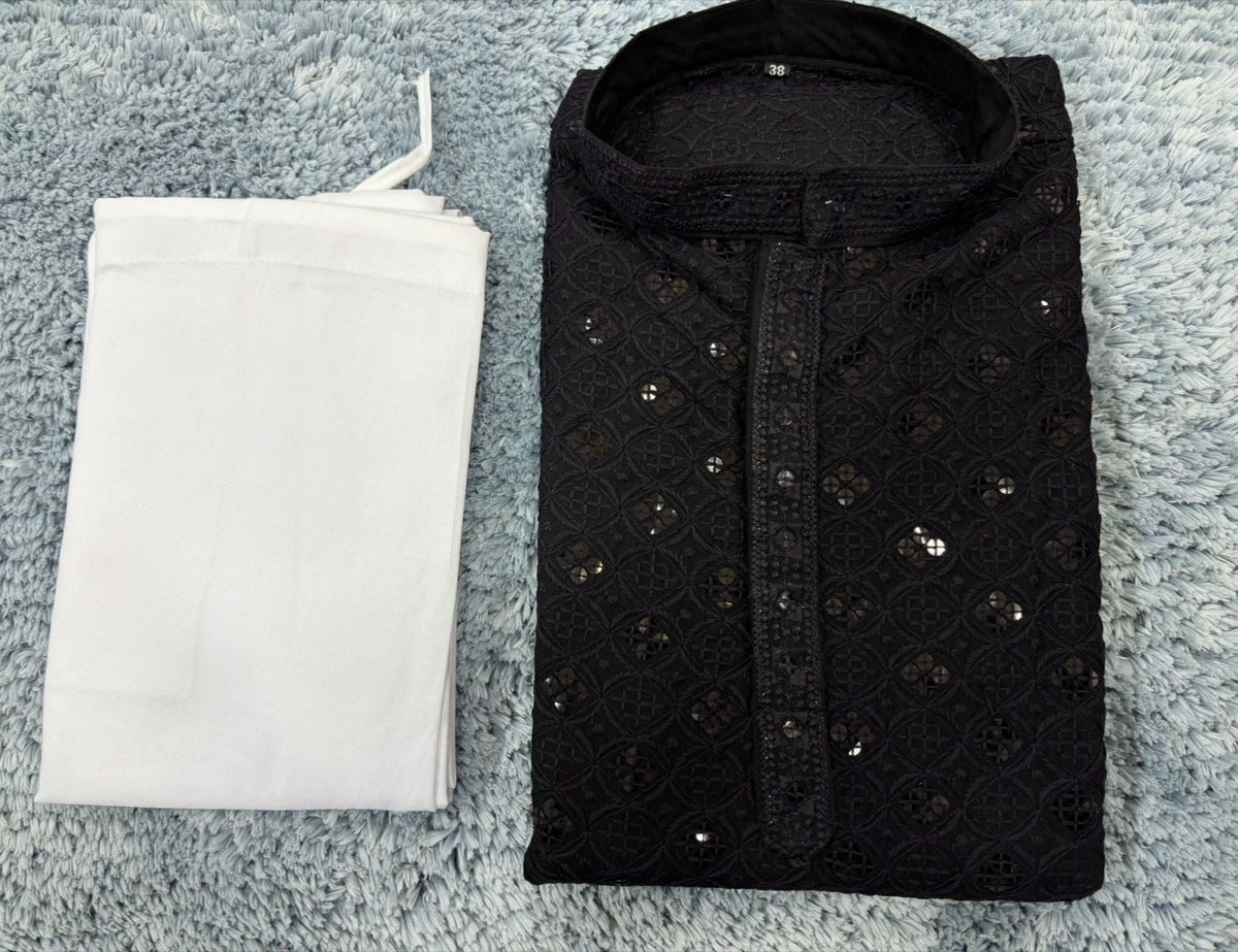 MENS CHIKENKARI HEAVY RAYON KURTA IN GERMANY