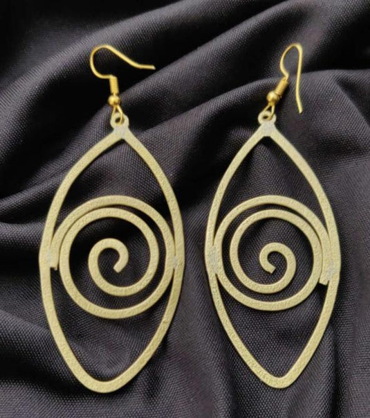 Brass Handmade Lightweight Hollow Spiral Earrings in Germany