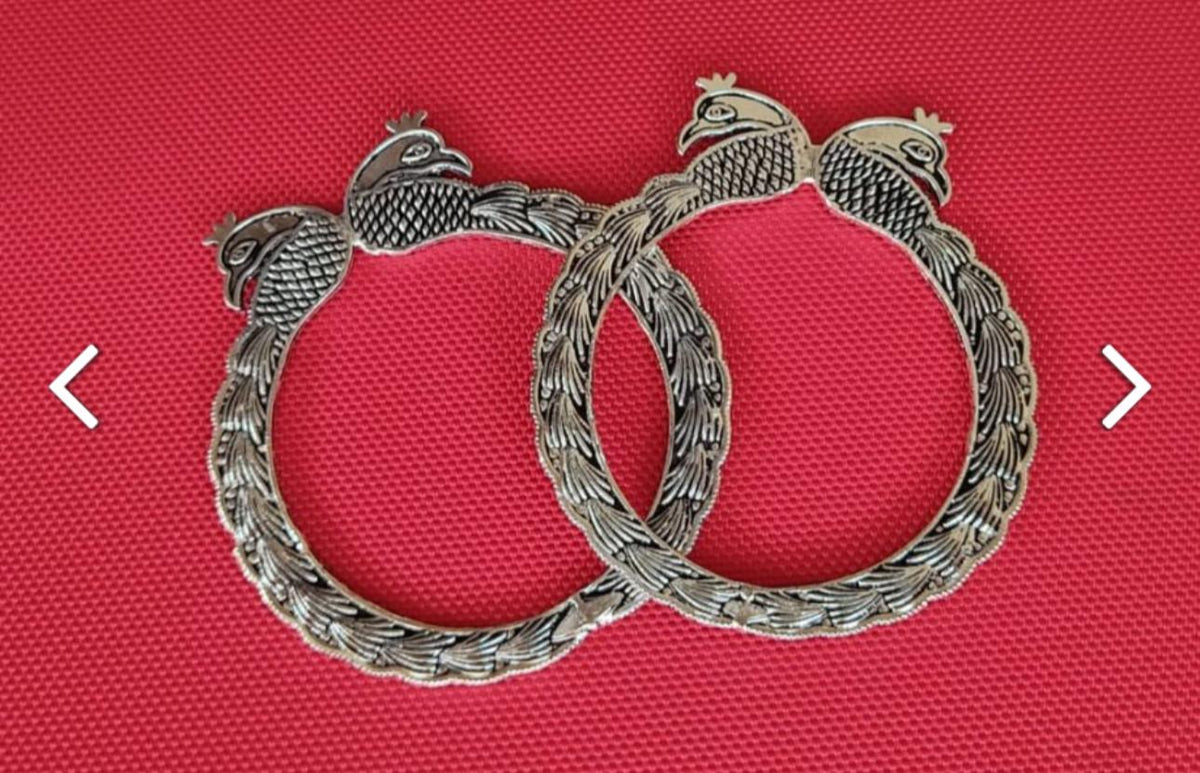 German Silver Kohlapuri Peacock Design Pair of Bangles for Women and Girls in Berlin