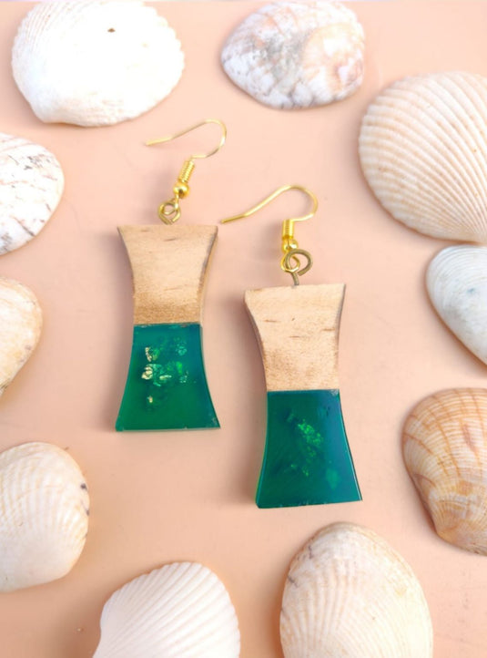 Wooden Resin Dangler Earring in Munich