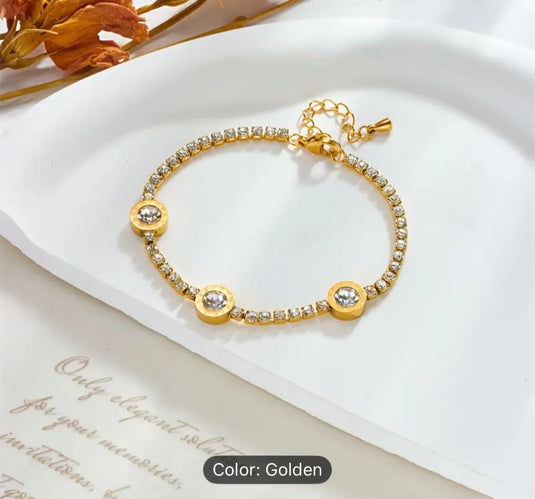 Round Zircon Pendant Square Diamond Titanium Steel Bracelet in Germany