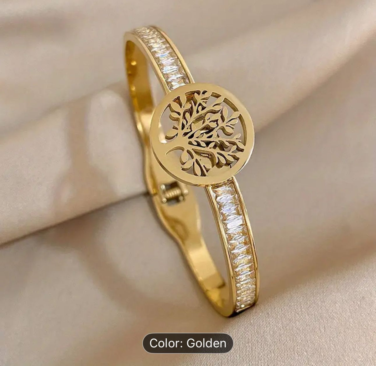 Retro Life Tree incelet Chunky Gold Bracelet Rhinestone Cuff Bracelet For Women in Munich