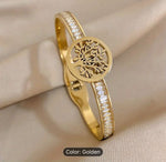 Retro Life Tree incelet Chunky Gold Bracelet Rhinestone Cuff Bracelet For Women in Munich