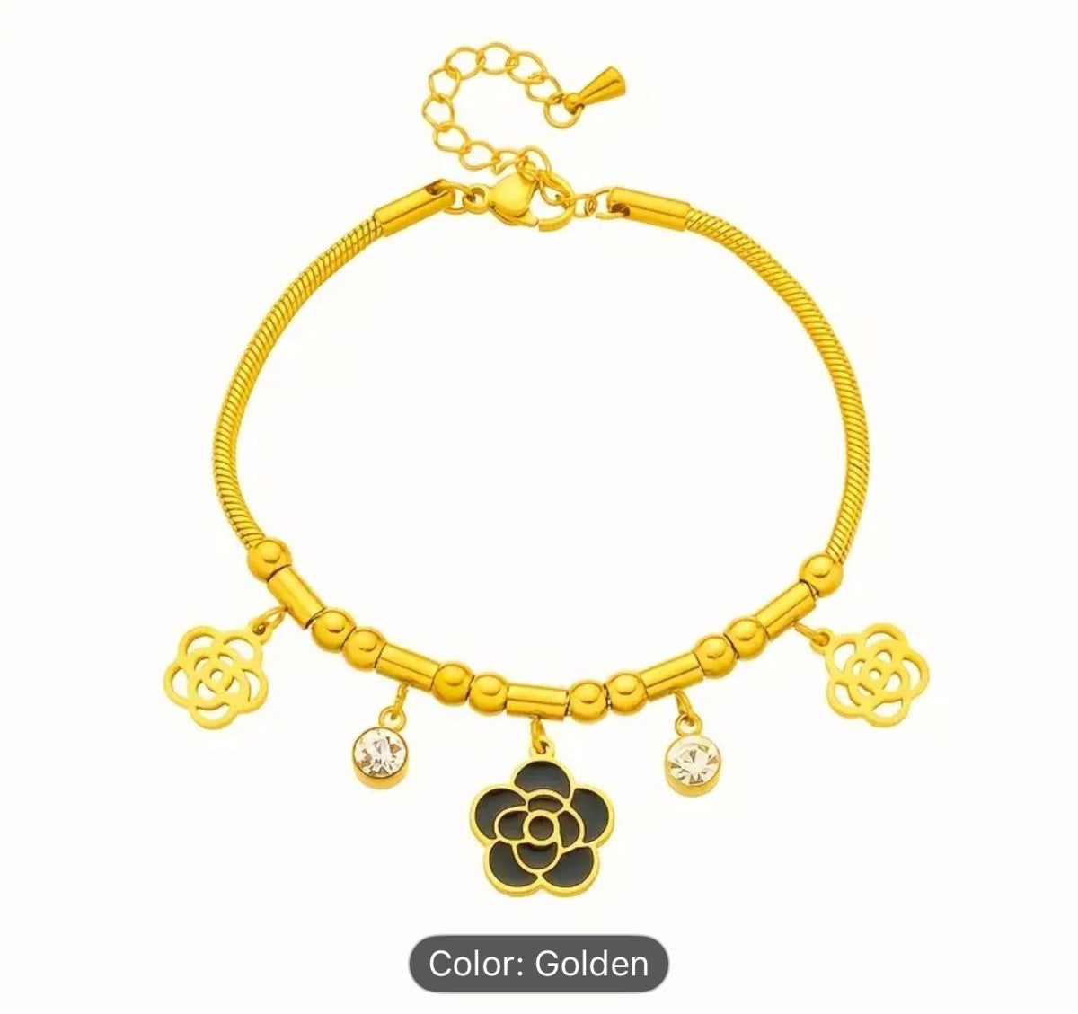 Beaded Zircon Stone Heart Eye Charm Thick Snake Chain Bracelets For Women in Germany