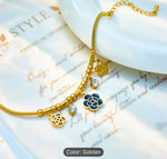 Beaded Zircon Stone Heart Eye Charm Thick Snake Chain Bracelets For Women in Germany