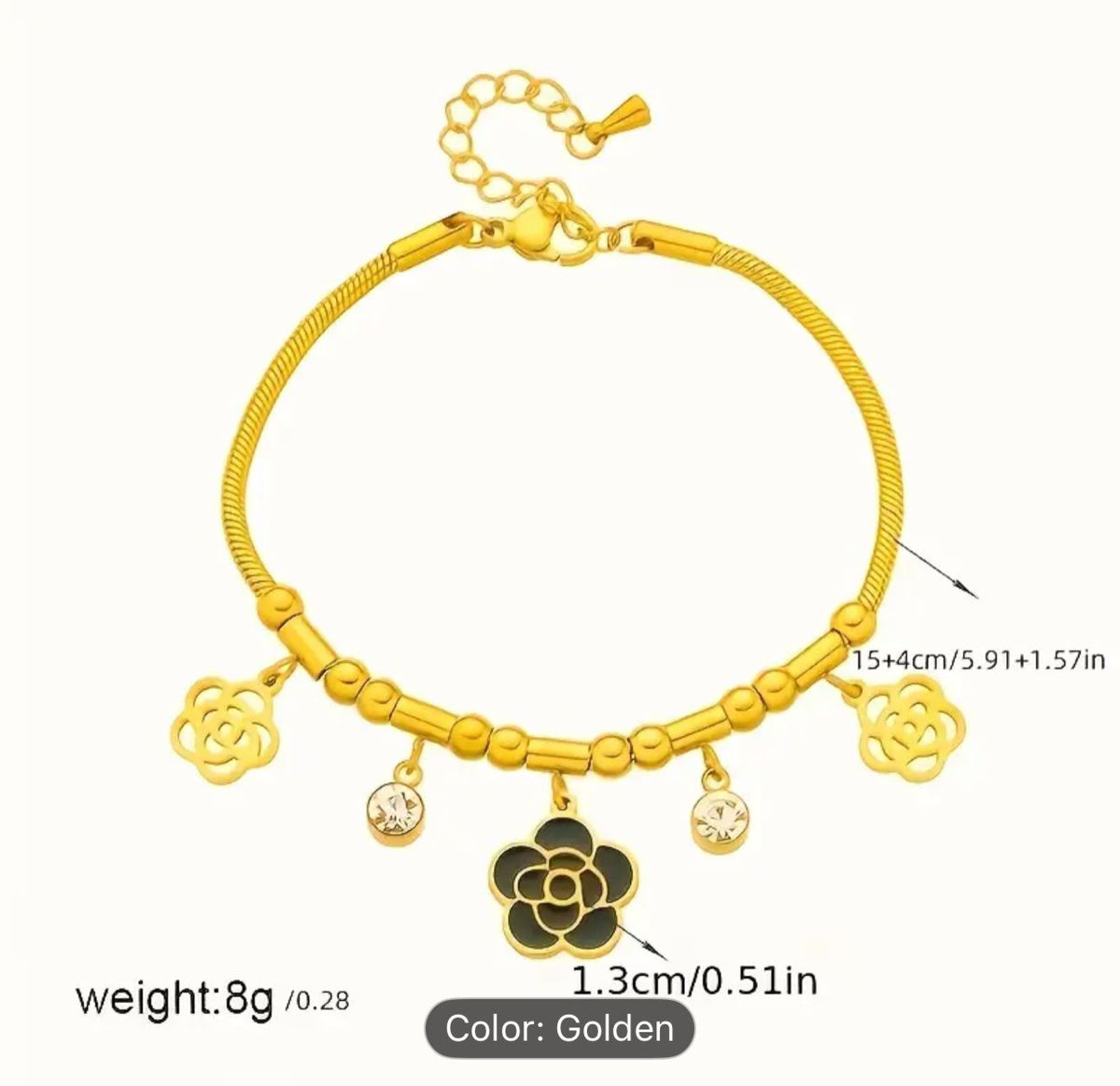 Beaded Zircon Stone Heart Eye Charm Thick Snake Chain Bracelets For Women in Germany