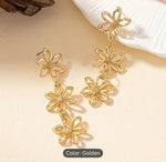 Golden Hollow Flower Design Long Dangle Earrings in Berlin
