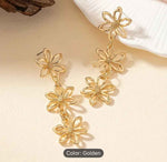 Golden Hollow Flower Design Long Dangle Earrings in Berlin
