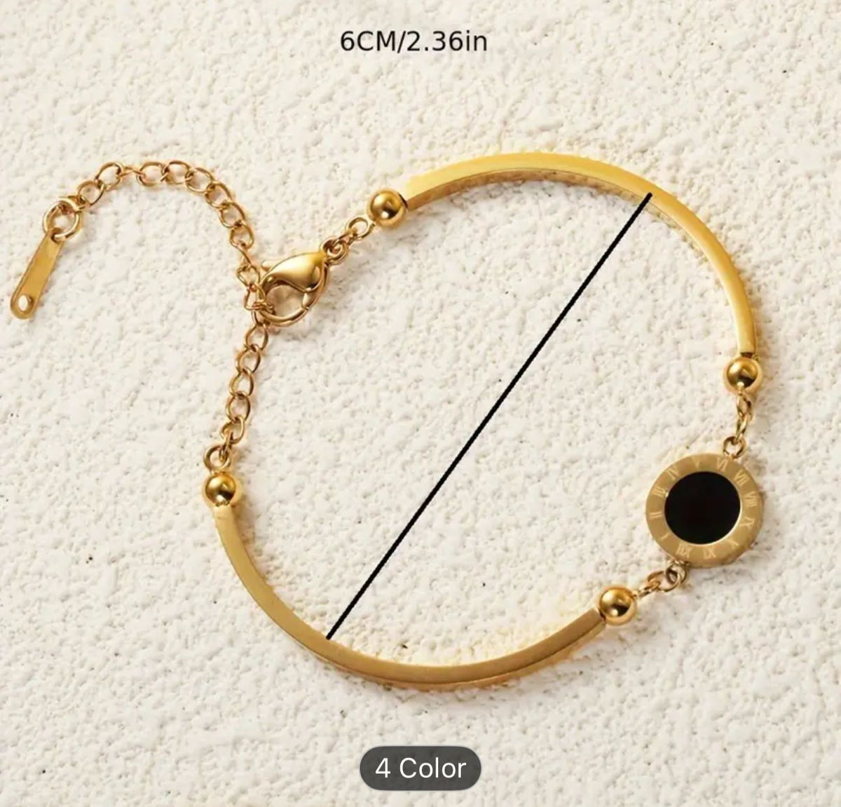 Stainless Steel Gold Color Roman Style Natural Black Bracelet in Germany