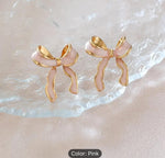 Fashion Enamel Pink bow Earrings in Munich